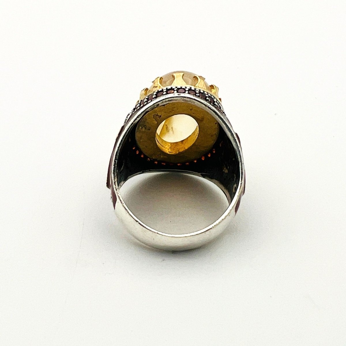 Men's Brown Agate Silver Ring