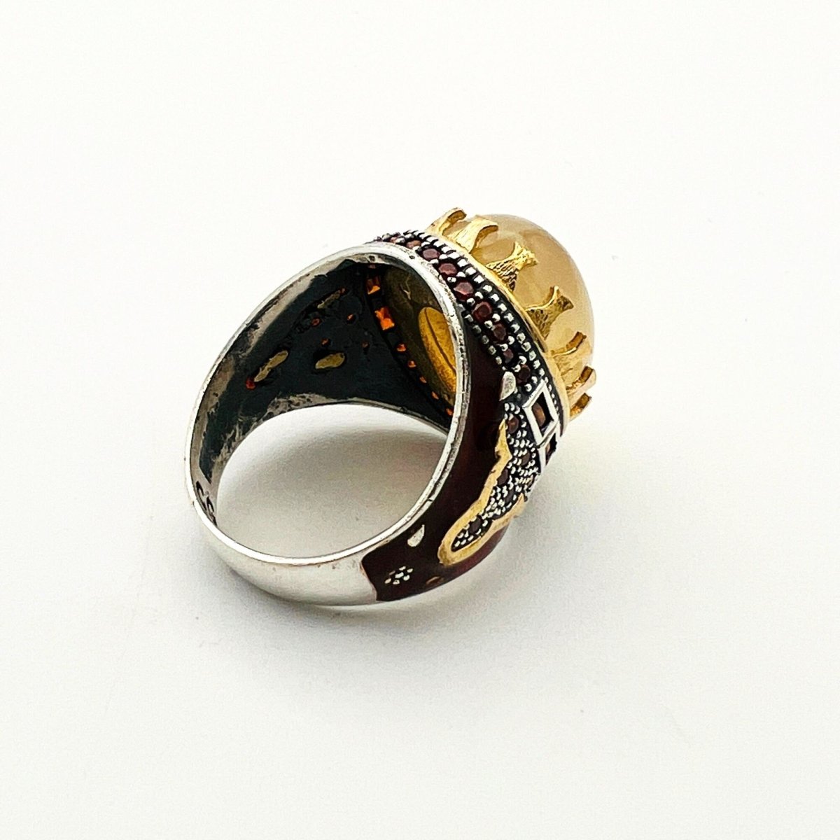 Men's Brown Agate Silver Ring