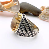 Men's Brown Agate Stone Silver Ring