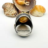 Men's Brown Agate Stone Silver Ring