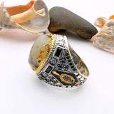 Men's Brown Agate Stone Silver Ring