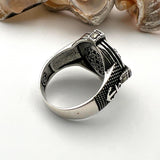 Men's Brown Agate Stone Silver Ring