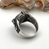 Men's Brown Agate Stone Silver Ring