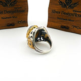 Men's Brown Topaz Agate Stone Silver Ring