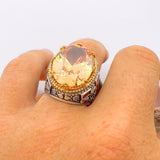 Men's Champagne Citrine Stone Silver Ring