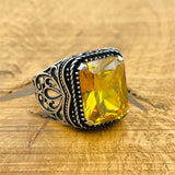 Men's Citrine Silver Ring