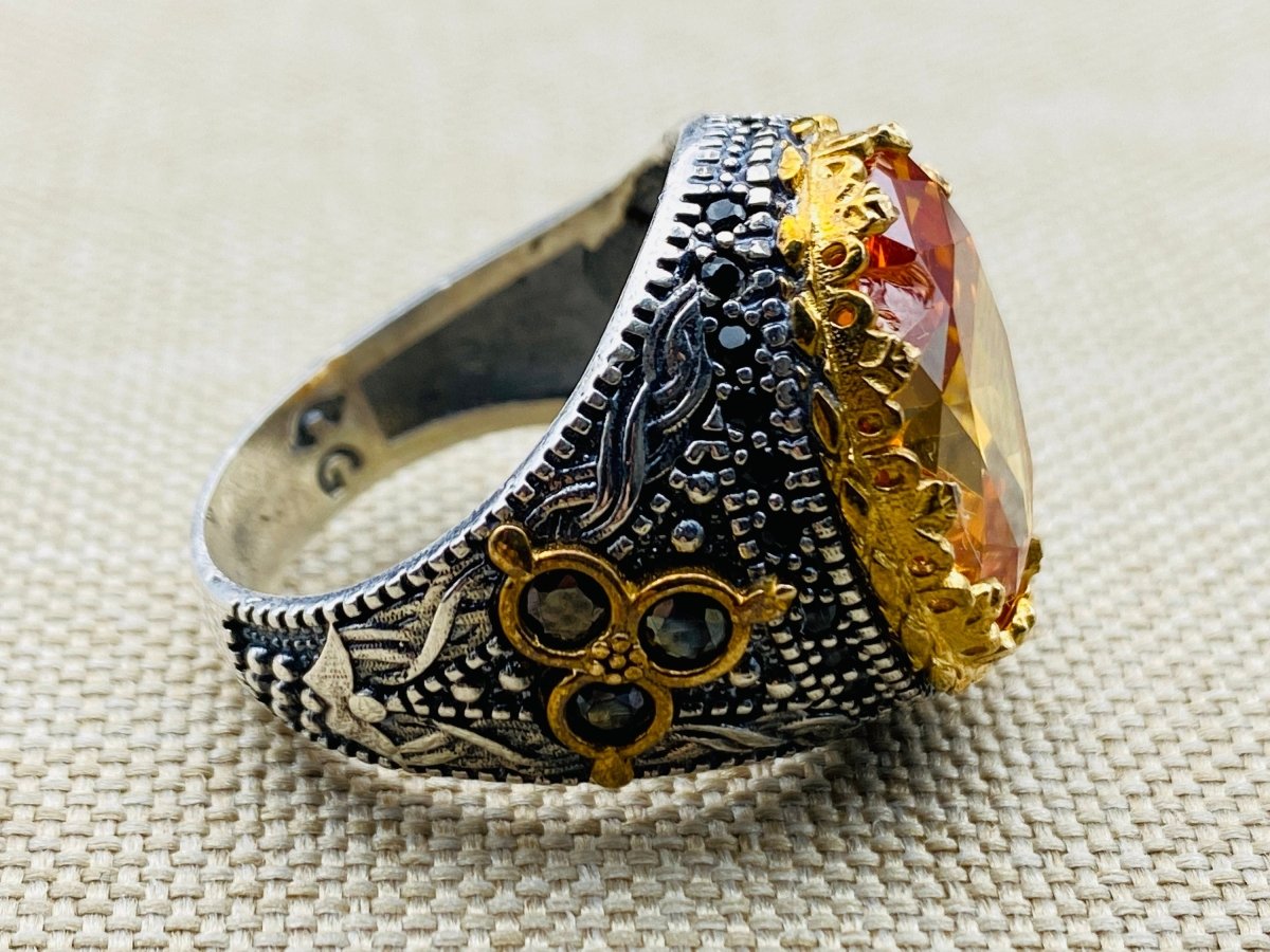 Men's Citrine Silver Ring