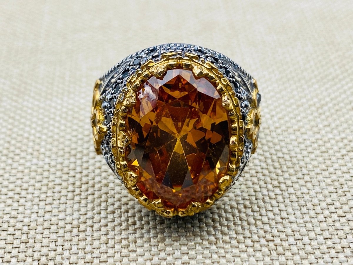 Men's Citrine Silver Ring