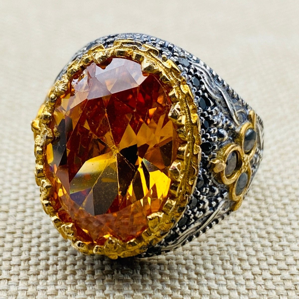 Men's Citrine Silver Ring