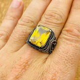 Men's Citrine Silver Ring