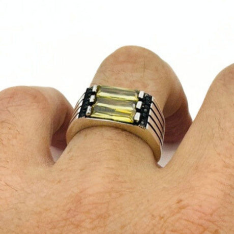 Men's Citrine Silver Ring