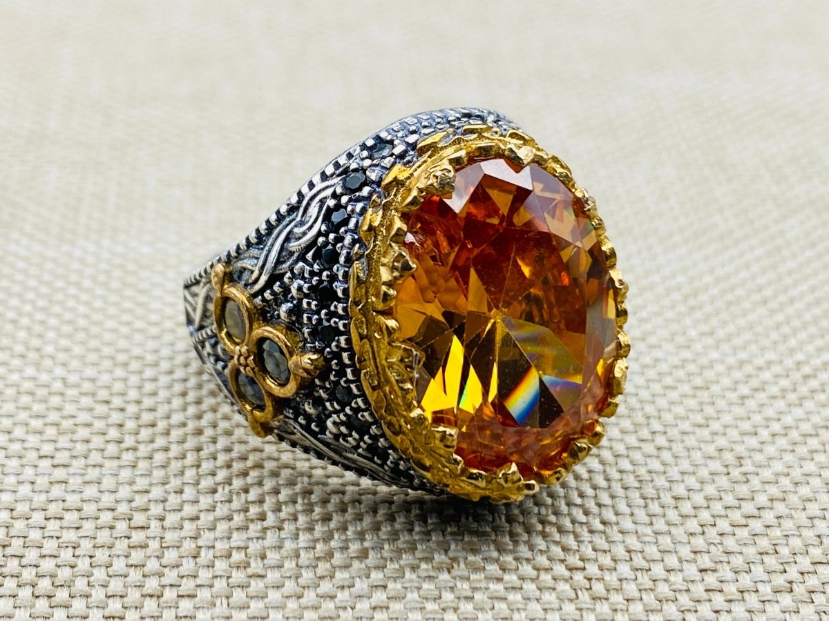 Men's Citrine Silver Ring