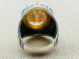 Men's Citrine Stone 925 Sterling Silver Ring