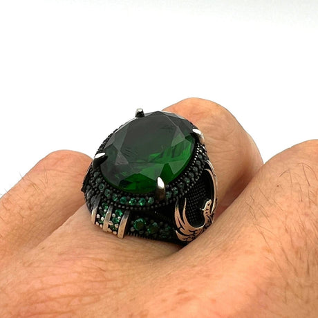 Men's Emerald Eagle Ring