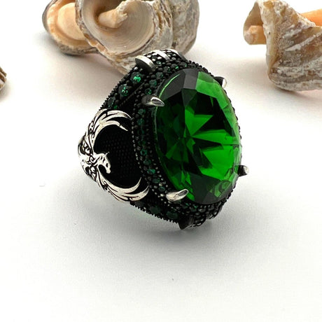 Men's Emerald Eagle Ring