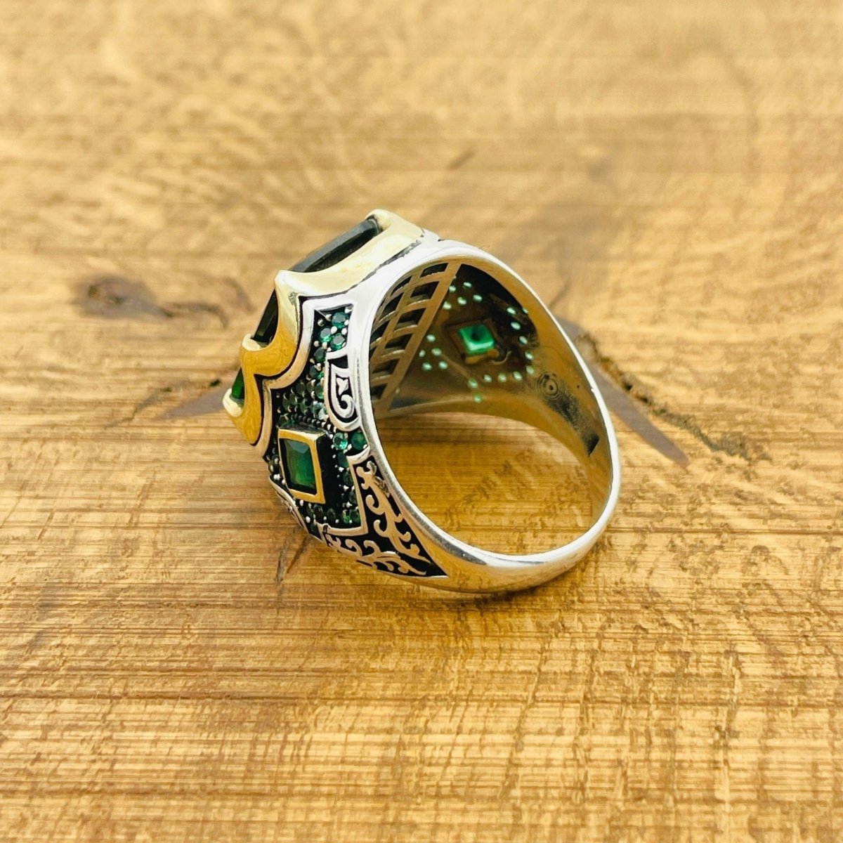 Men's Emerald Silver Ring