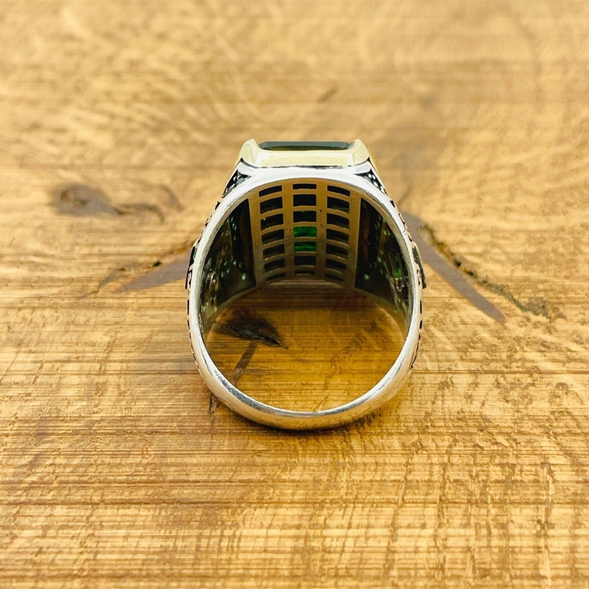 Men's Emerald Silver Ring