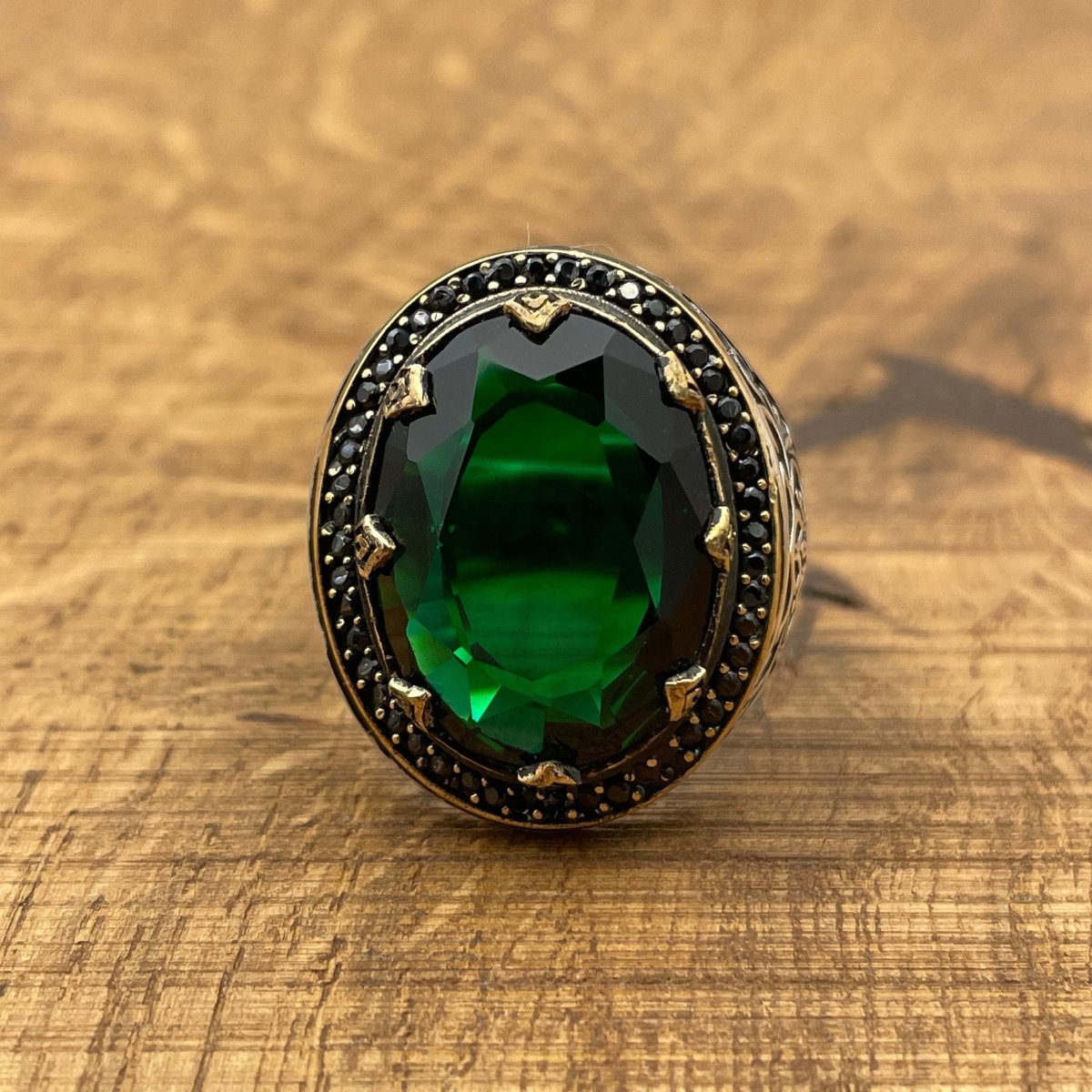 Men's Emerald Silver Ring