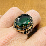 Men's Emerald Silver Ring