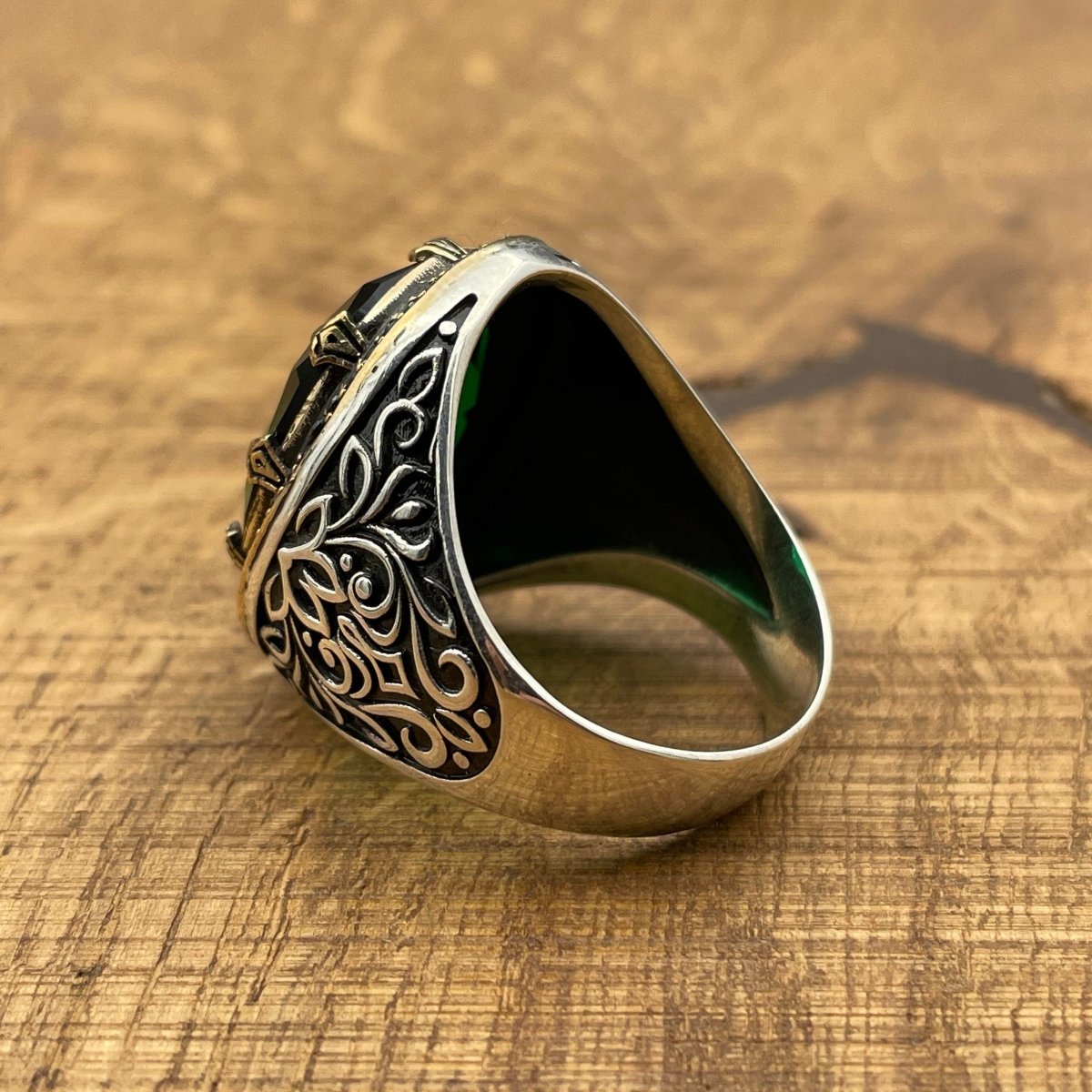 Men's Emerald Silver Ring