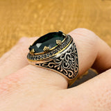 Men's Emerald Silver Ring