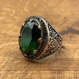 Men's Emerald Silver Ring