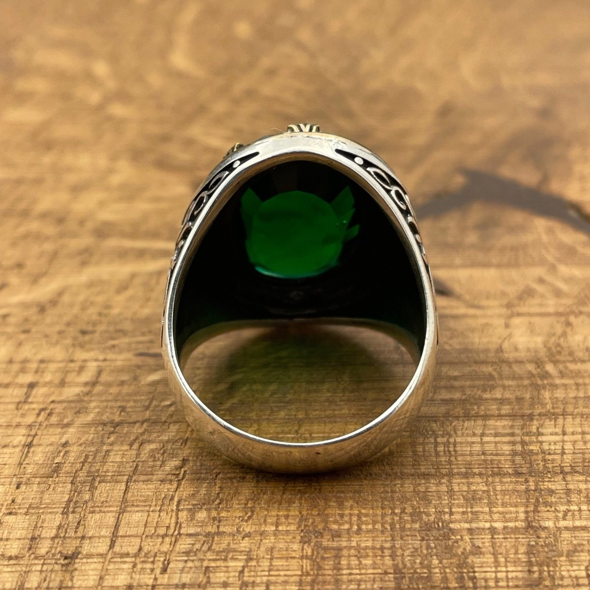 Men's Emerald Silver Ring