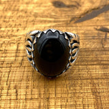 Men's Exquisite Black Onyx Ring - Handmade 925 Sterling Silver Vintage Style Statement Jewelry, Gift Boxed - TryAladdin