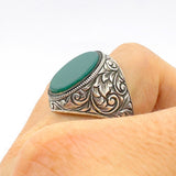 Men’s Green Agate Ottoman Ring - TryAladdin