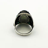 Men's Green Agate Silver Ring