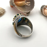 Men's Green - Blue Stone Silver Ring