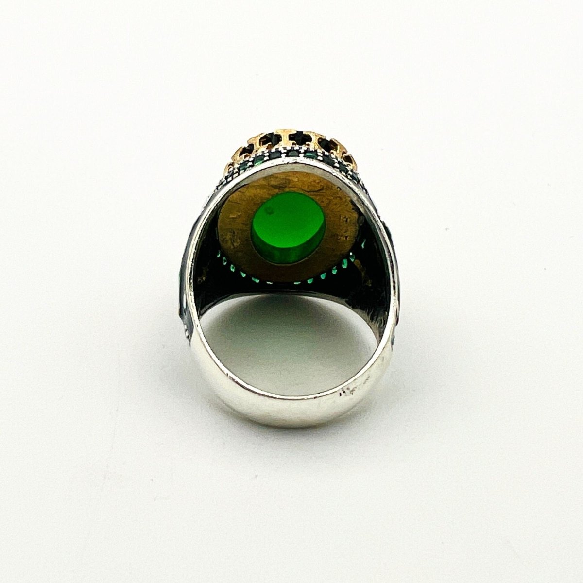 Men's Green Emerald Silver Ring