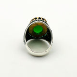 Men's Green Emerald Silver Ring