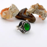 Men's Green Emerald Silver Ring