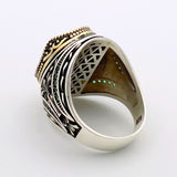 Men's Green Emerald Silver Ring