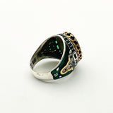 Men's Green Emerald Silver Ring