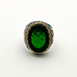 Men's Green Emerald Silver Ring