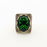 Men's Green Emerald Silver Ring