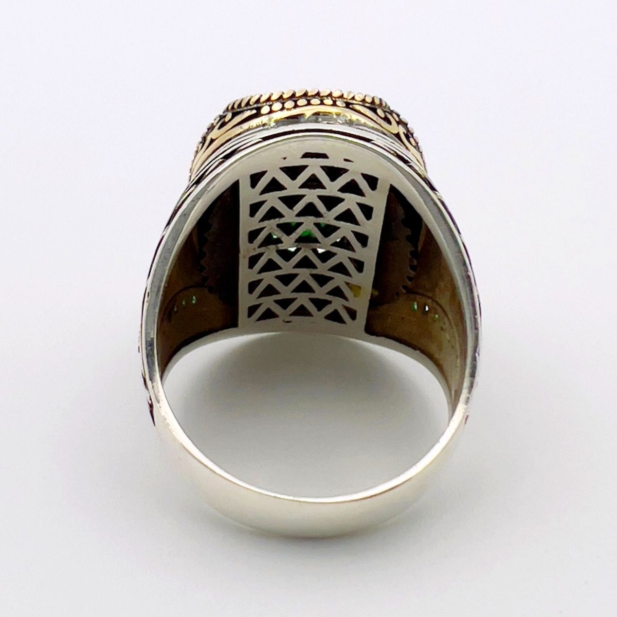 Men's Green Emerald Silver Ring - TryAladdin