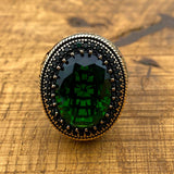 Men's Green Emerald Stone Handmade Silver Ring