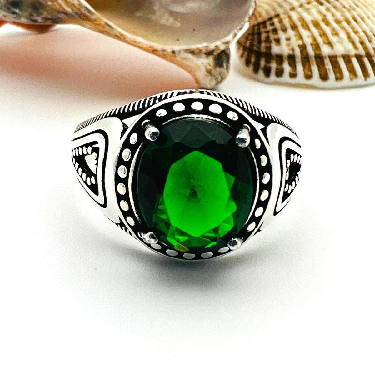 Men's Green Emerald Stone Ring