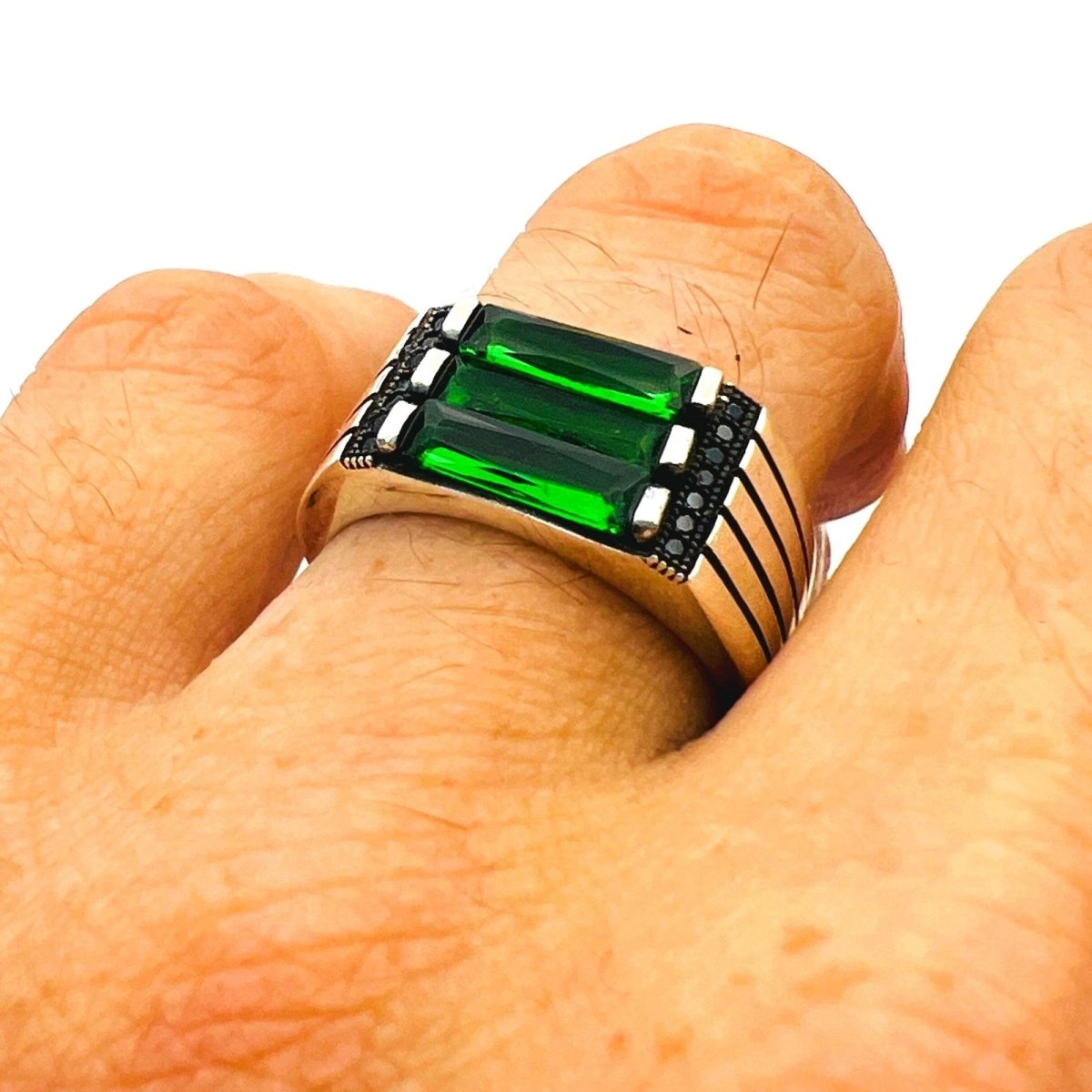 Men's Green Emerald Stone Ring