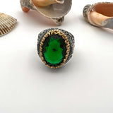 Men's Green Emerald Stone Silver Ring