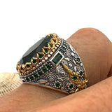 Men's Green Emerald Stone Silver Ring