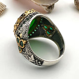 Men's Green Emerald Stone Silver Ring