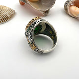 Men's Green Emerald Stone Silver Ring