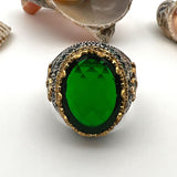 Men's Green Emerald Stone Silver Ring