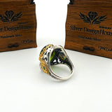 Men's Green Topaz Agate Stone Silver Ring