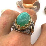 Men's Green Tourmaline Paraiba Stone Ring