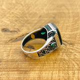 Men's Green Zircon Silver Ring